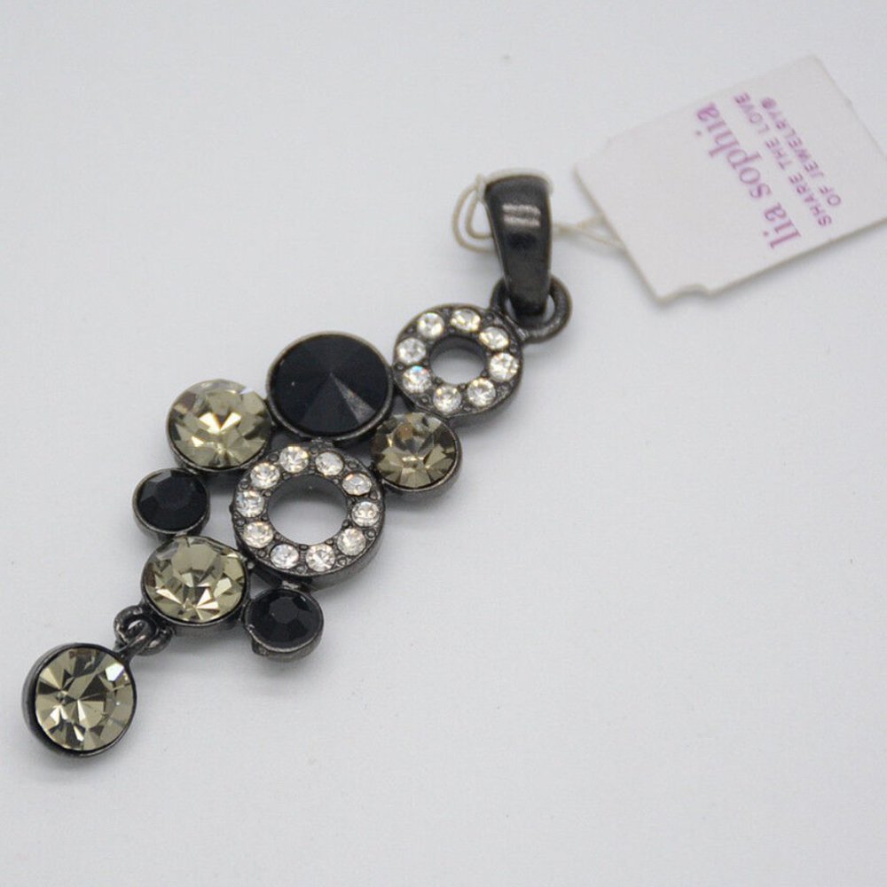 Lia Sophia Hematite & Crystal Pendant